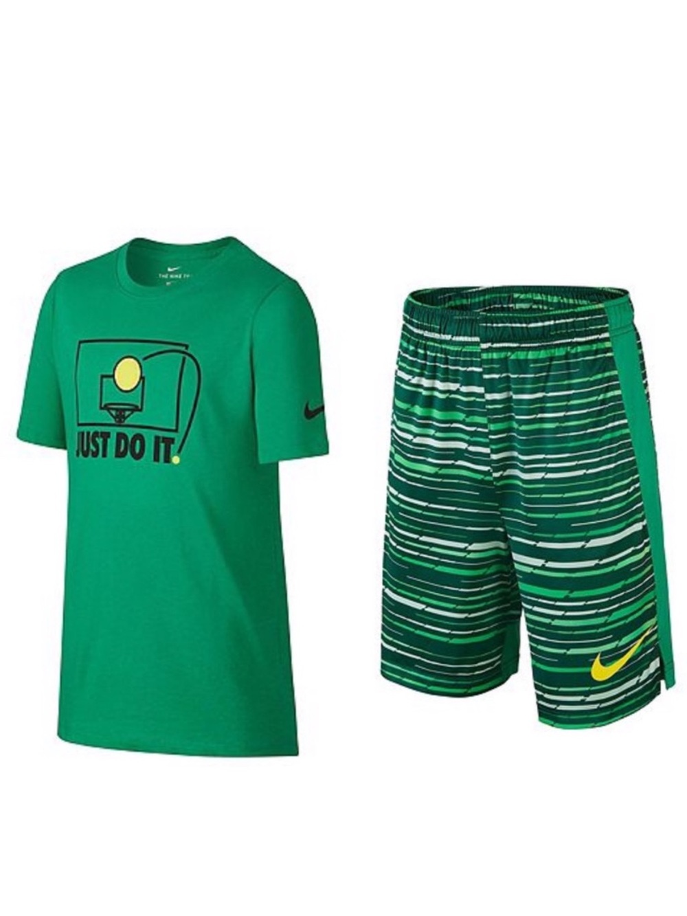 Nike Boys Dri-Fit Backboard Tee Shirt and Striped Legacy Basketball Shorts